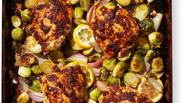Paprika Chicken Thighs with Brussels Sprouts