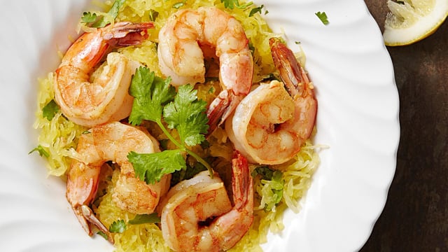 Garlic Shrimp with Cilantro Spaghetti Squash