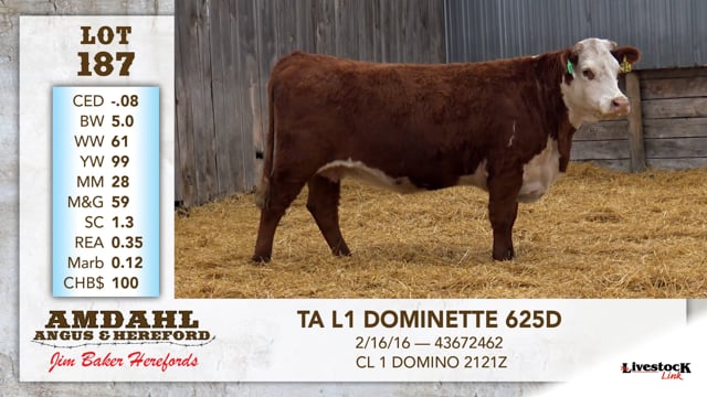 Lot #187 - TA L1 DOMINETTE 625D