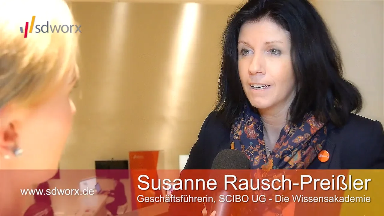 Susanne Rausch Preissler zur SD Worx Personaltagung in W rzburg Karrideo Imagefilmproduktion