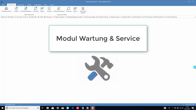 Einstellungen in Wartung & Service
