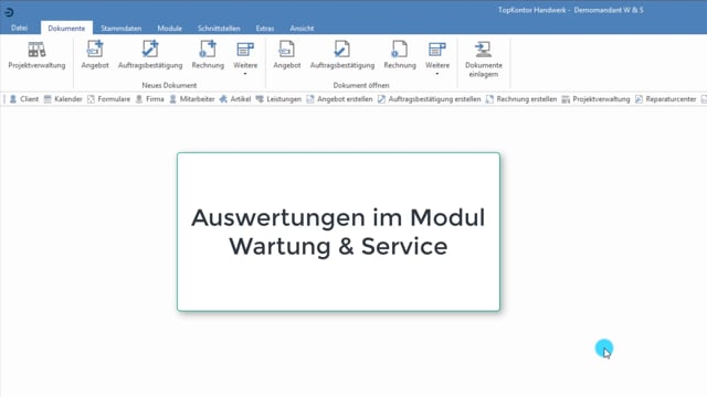 Auswertungen Wartung & Service