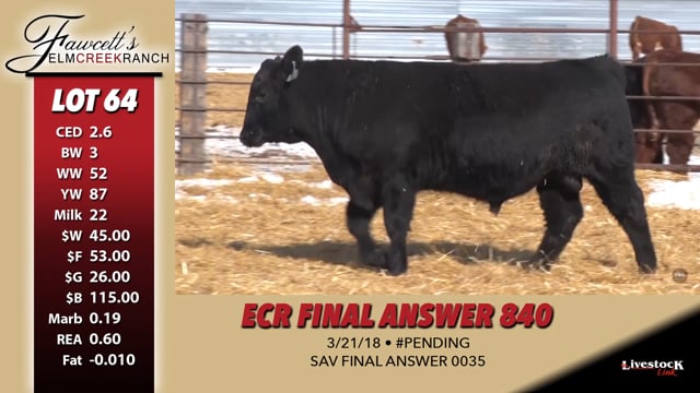 Lot #64 - ECR FINAL ANSWER 840