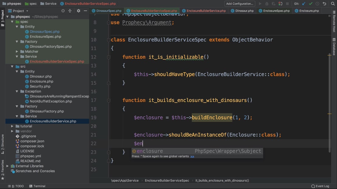 Dummies > phpspec: Testing *Designing* with a Bite