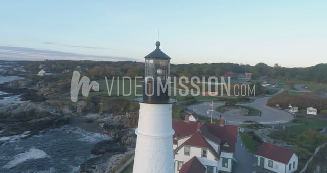 Drone Circling Lighthouse Counter Clock Wise