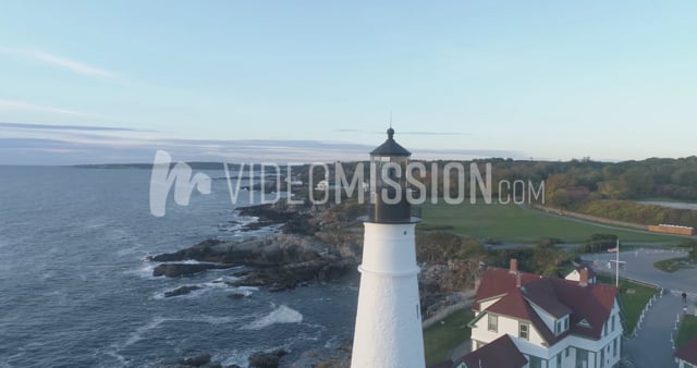 Drone Circling Lighthouse