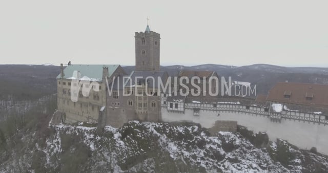 Drone Flying Over Castle