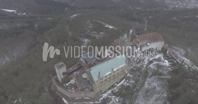 Drone Flying Over European Castle