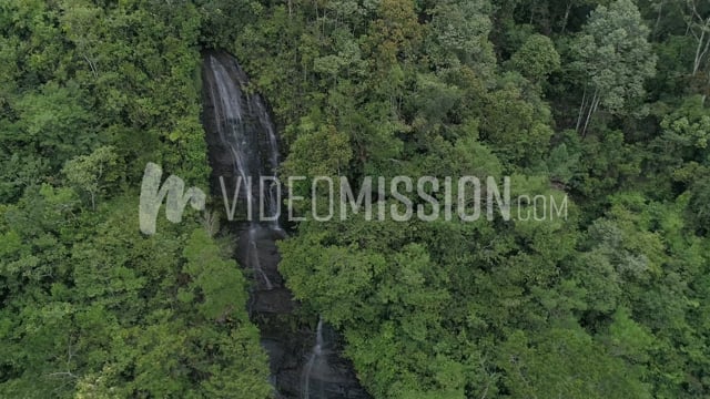 Drone Panning Around Jungle Waterfall