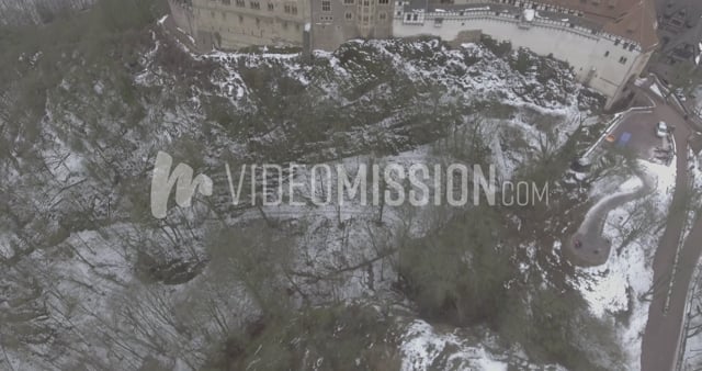 Drone Panning Up To Reveal European Castle