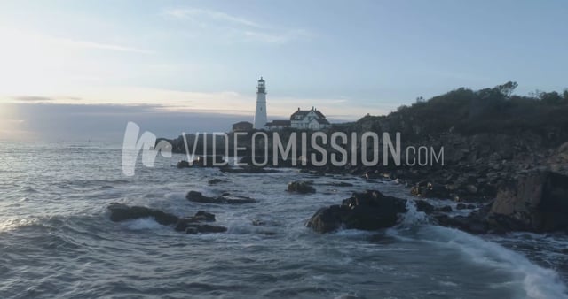 Drone Slow Motion Toward Light House