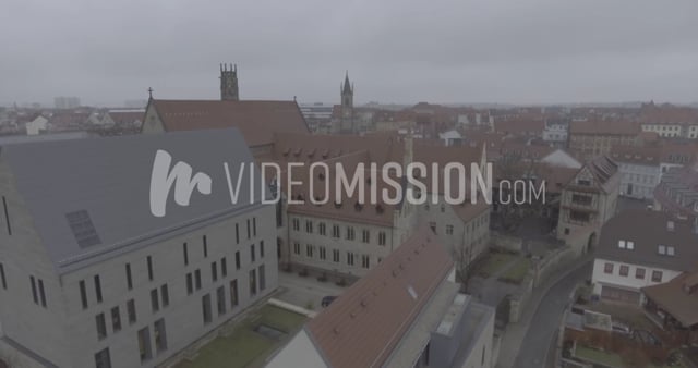 Drone Slowly Rising Above European City