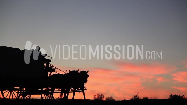 Wagons Sunset Silhouette 02