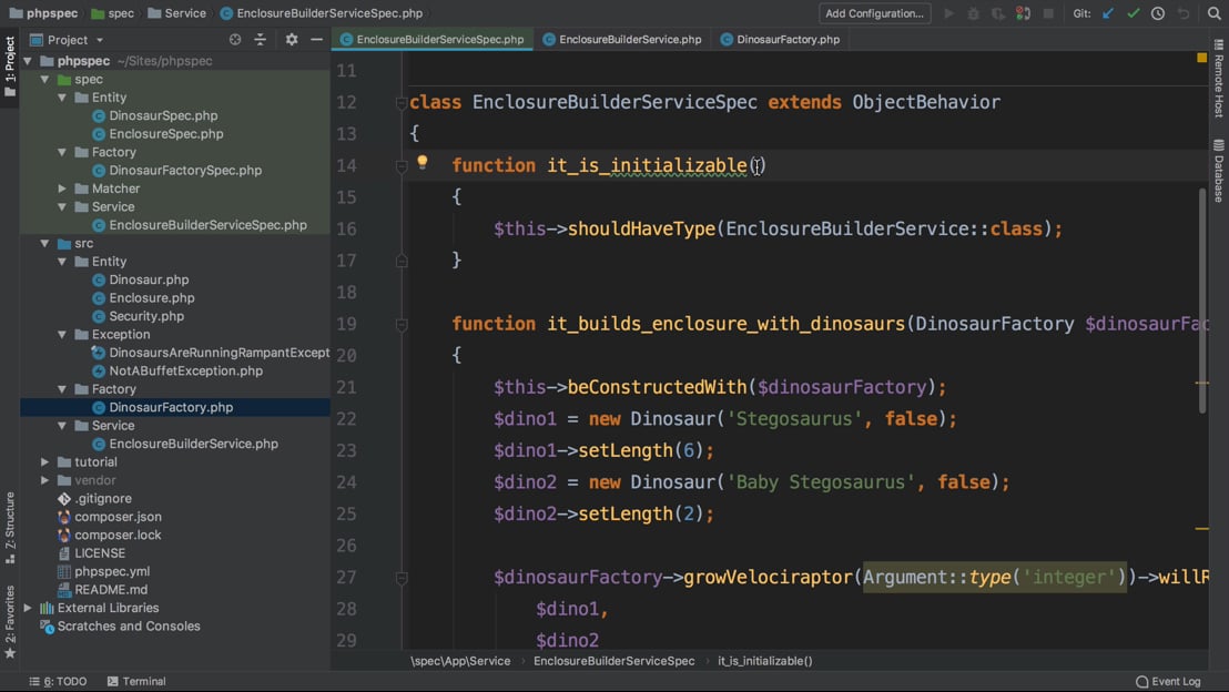 Let: The Setup Function > phpspec: Testing... *Designing* with a Bite ...