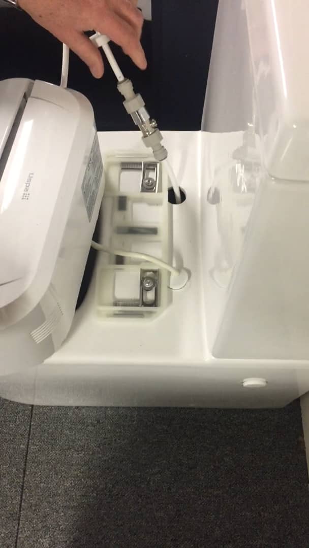 Removing a USPA Bidet Seat from the toilet pan on Vimeo
