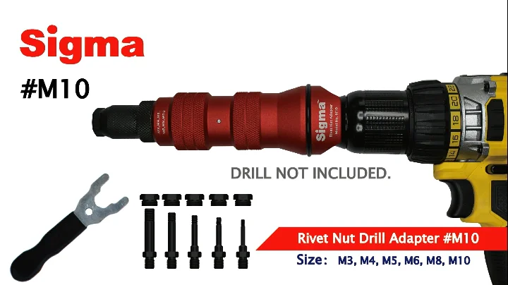 Sigma M10 HEAVY DUTY Threaded Rivet Nut Drill Adapter Cordless or Electric power tool accessory alternative air rivet nut gun