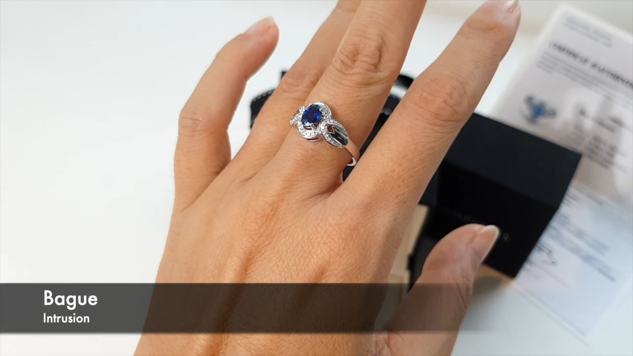 Anello Intrusion - Anello Zaffiro blu Diamante Oro bianco - Gemperles