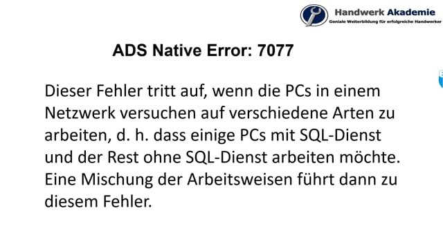 Error 7077 - NativeError 7077 in TopKontor Handwerk