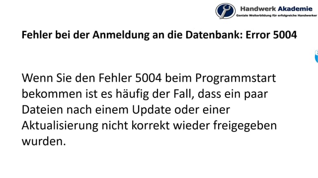 Error 5004 - Fehler bei der Anmeldung an der Datenbank