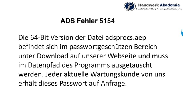 Error 5154 - ADS Fehler 5154 in TopKontor Handwerk