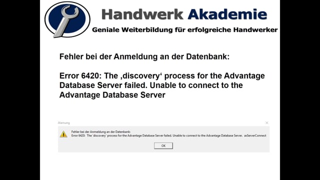 Error 6420 - SQL-Dienste nicht erreichbar