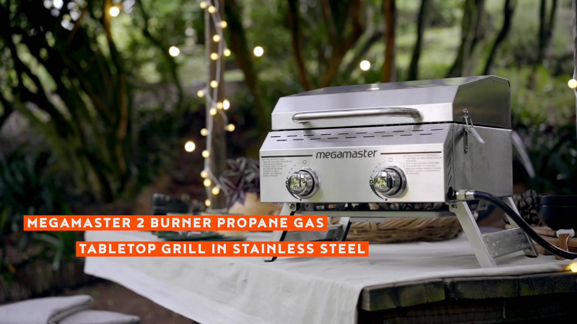 Megamaster 2 Burner Propane Gas Table Top Grill in Stainless Steel FAB