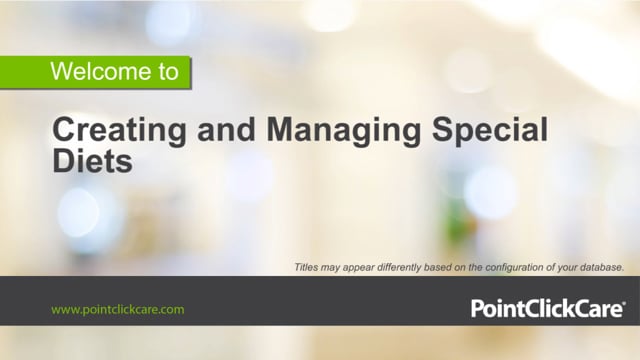 Creating and Managing Special Diets