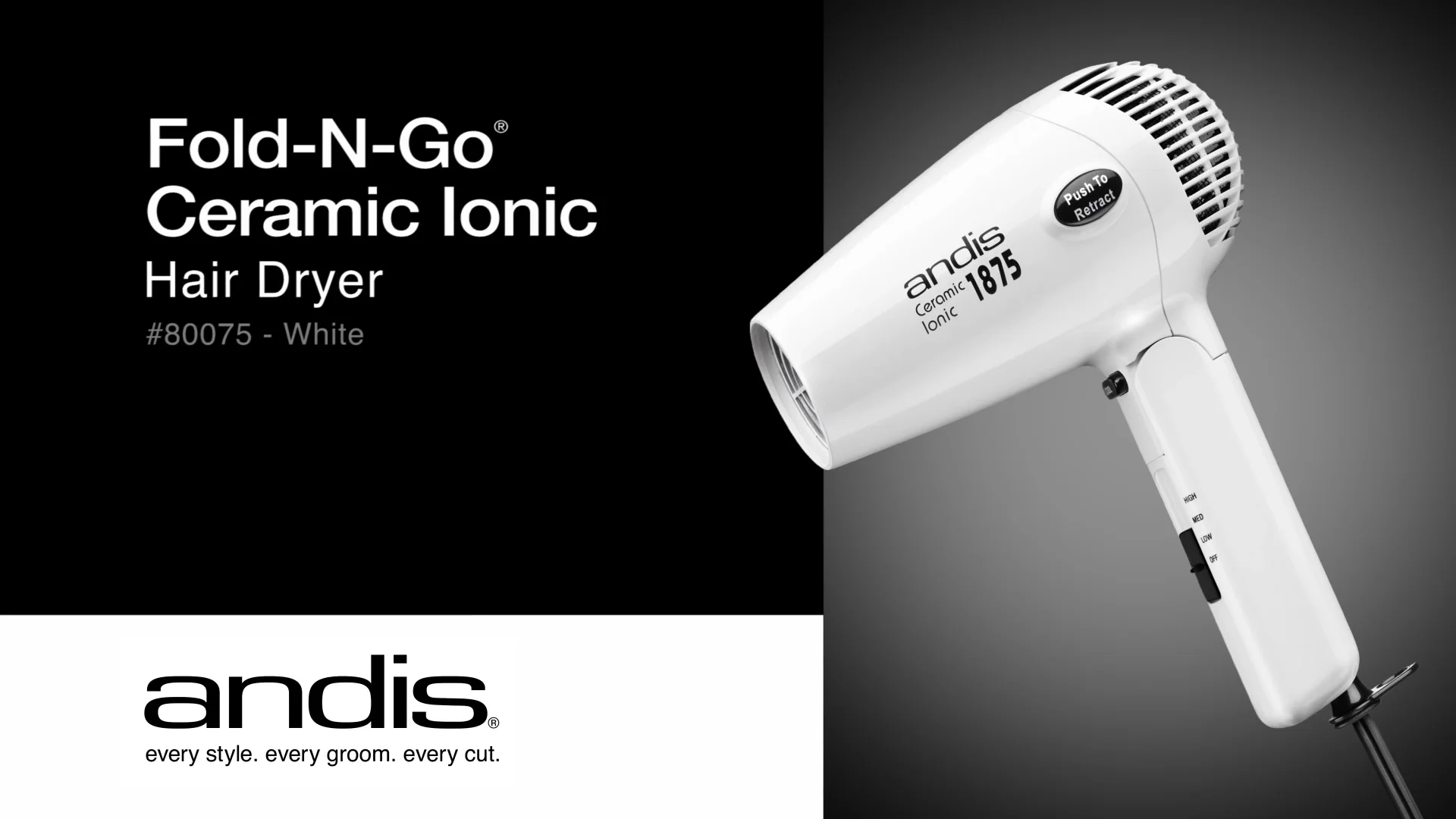 80075 Fold-N-Go Ceramic Ionic Hair Dryer on Vimeo