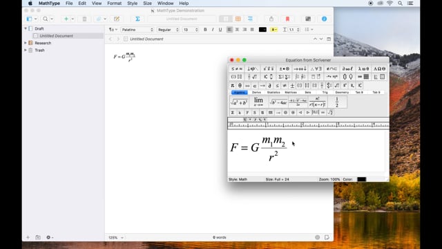 Using MathType With Scrivener