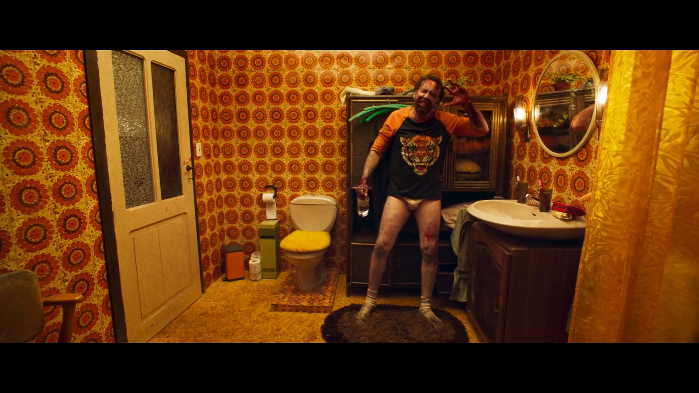 Nicolas Cage's bathroom scene from "Mandy" (Panos Cosmatos)