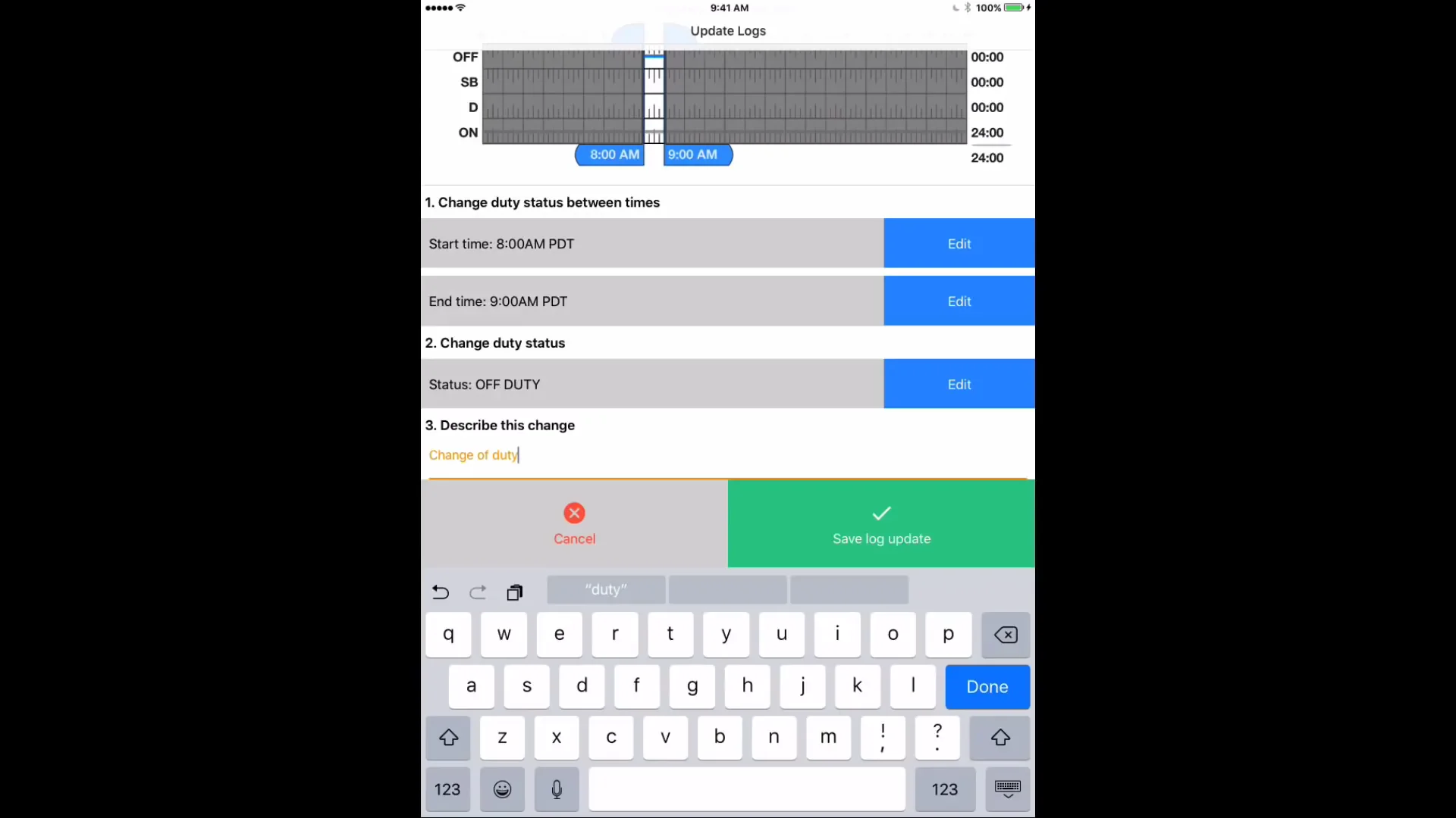 Samsara Driver App - Editing an HOS log [Full HD 1080p]