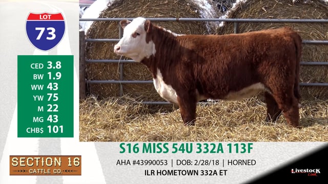 Lot #73 - S16 MISS 54U 332A 113F