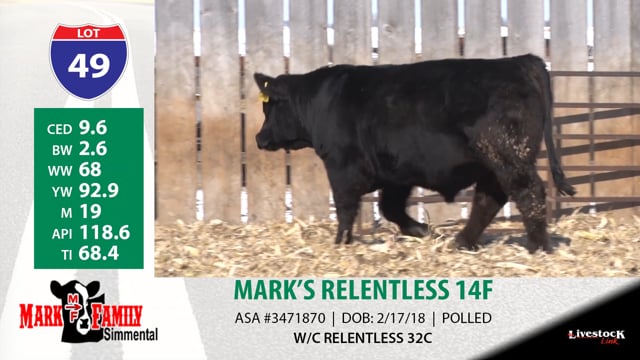 Lot #49 - MARK'S RELENTLESS 14F