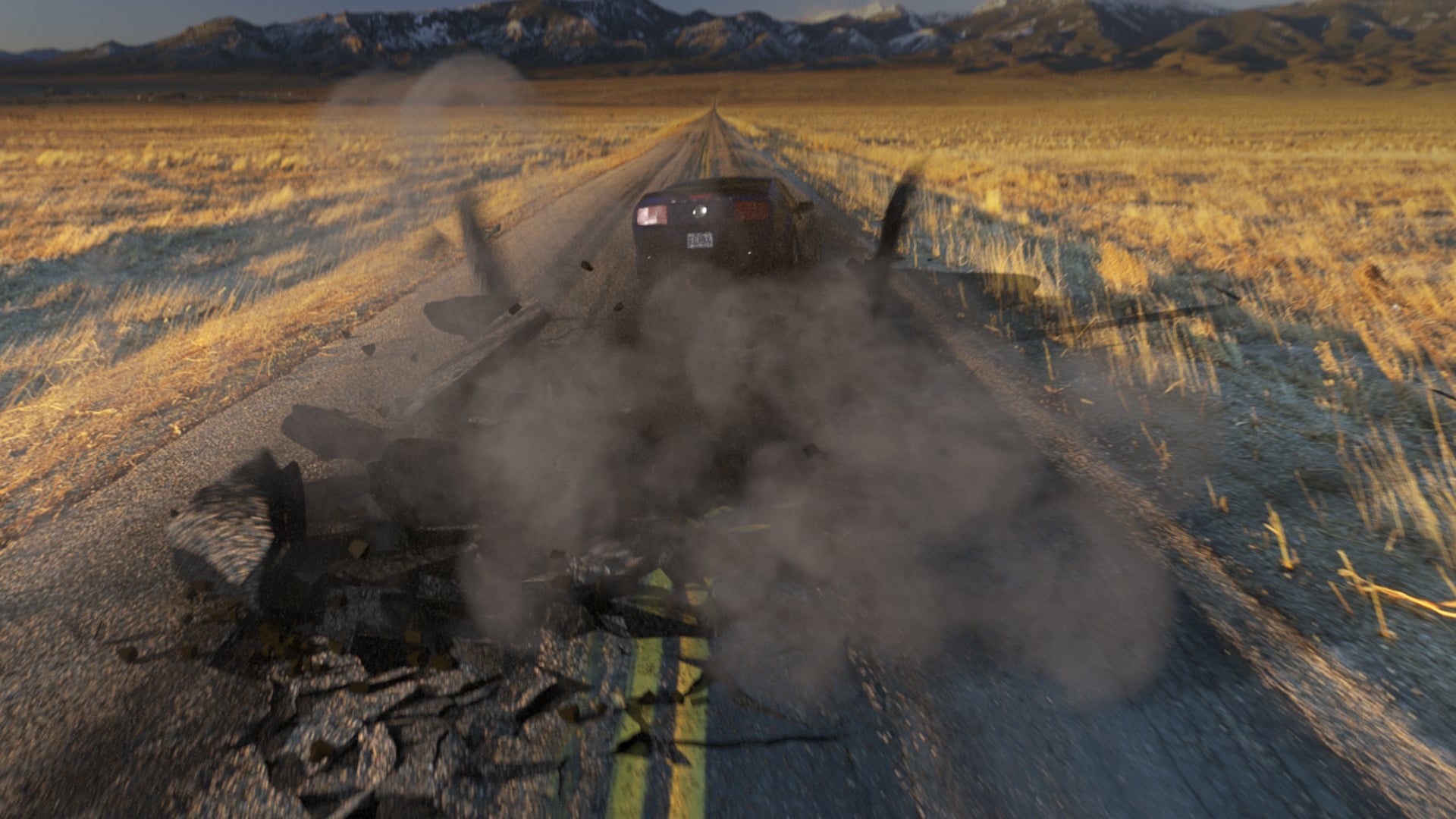 Smoked Cracked Road Accident (VFX Houdini)