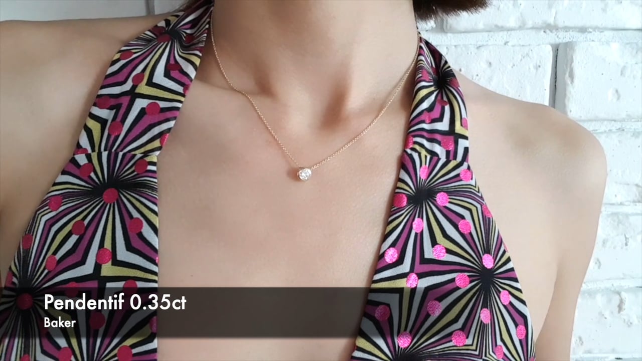 Collier Chaîne Avec Pendentif Solitaire - Serti Clos, Plaqué Or 18 Carats, NEUF Avec étiquettes