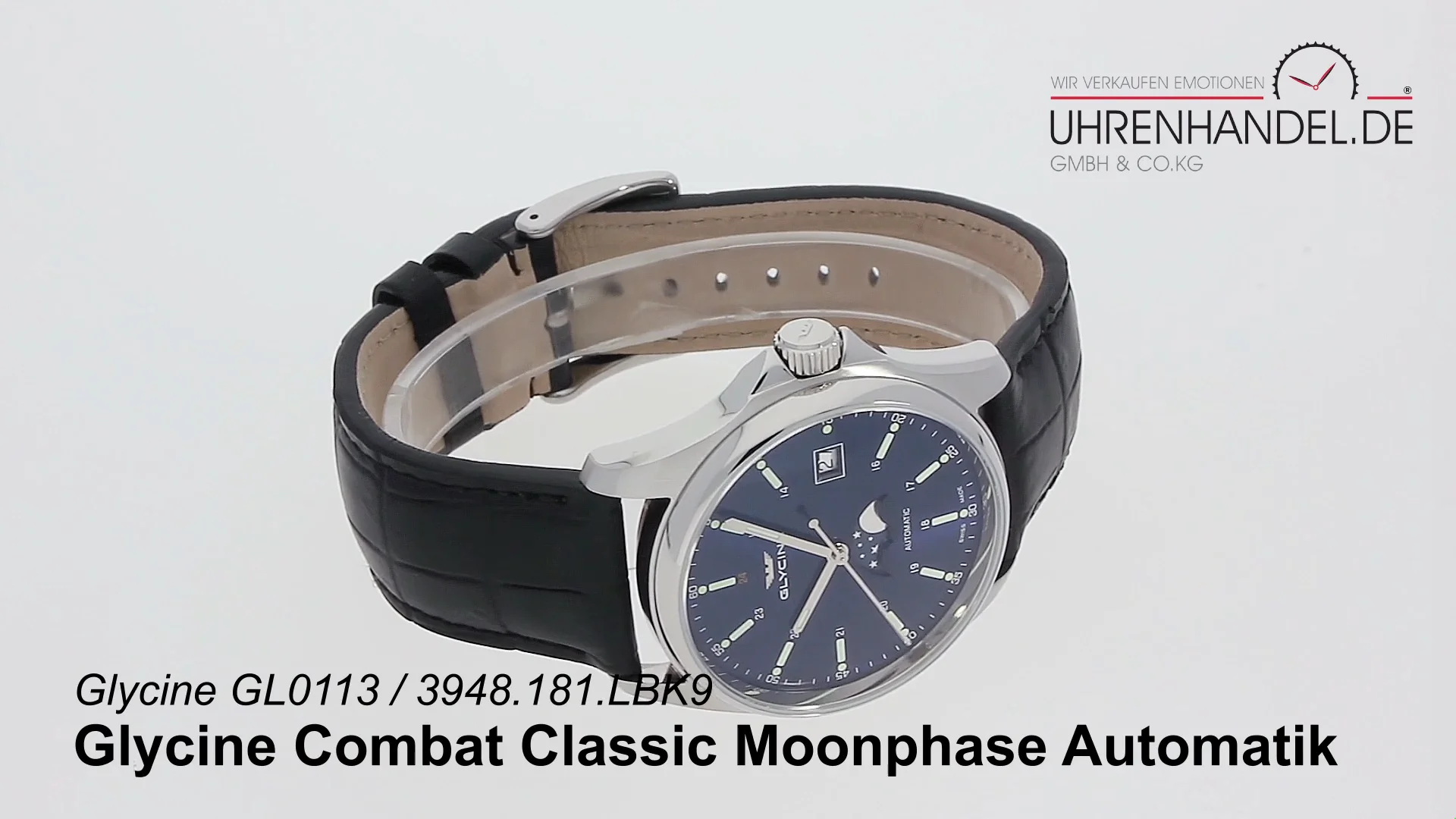 Glycine combat 6 on sale classic moonphase automatic watch