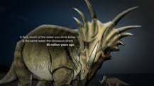 Artist's concept of a dinosaur. Text appears toward the left.