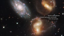 Image of a group of galaxies. Text appears toward the right.