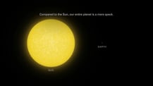 Artist's concepts of the Sun and Earth. Text appears at top.