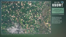 At left is a satellite image of land. In the top right corner is the "Did You Know?" logo. Just below is a green box with text that reads "Satellites are important tools for farmers." More text appears below.