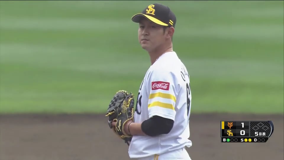 【5回表】最後はストレート!! ホークスのルーキー・奥村が見逃し三振で抑える!! 2019/3/12 H-G