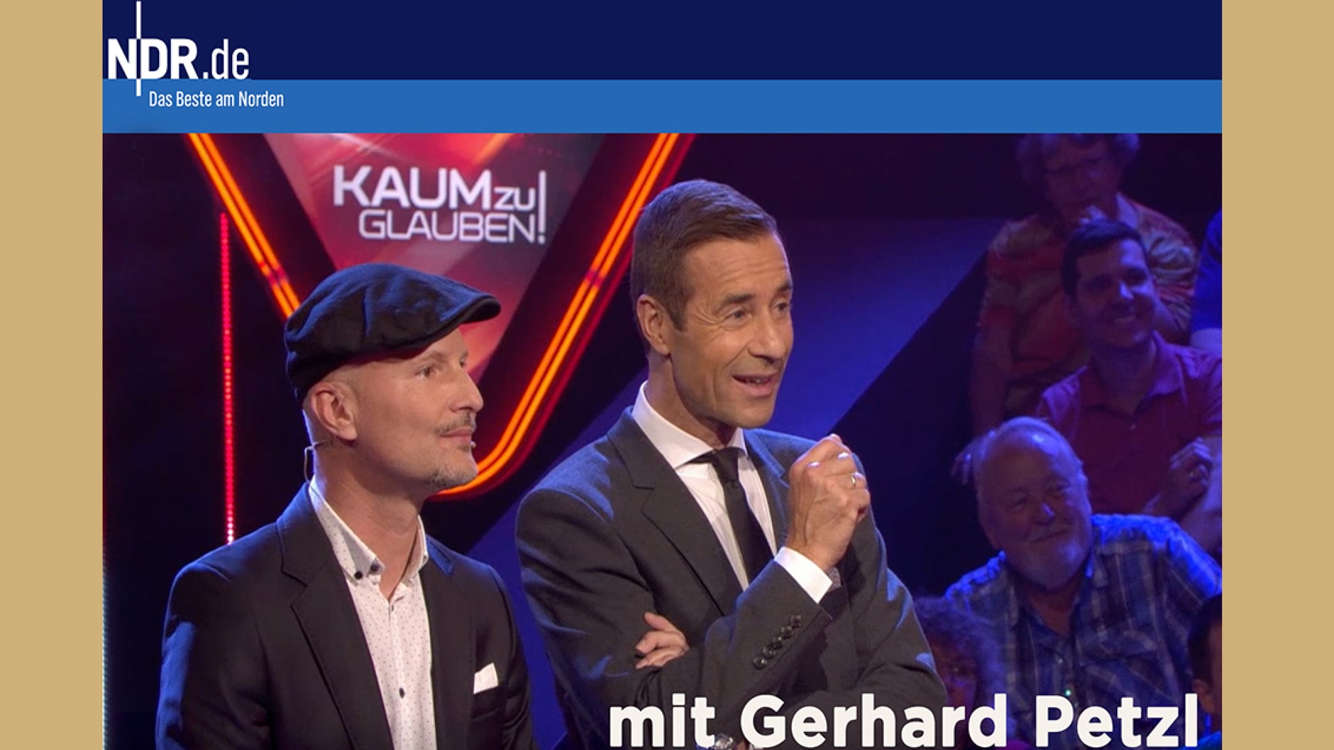 TV-NDR: Gerhard Petzl zu Gast im Studio bei Kai Pflaume