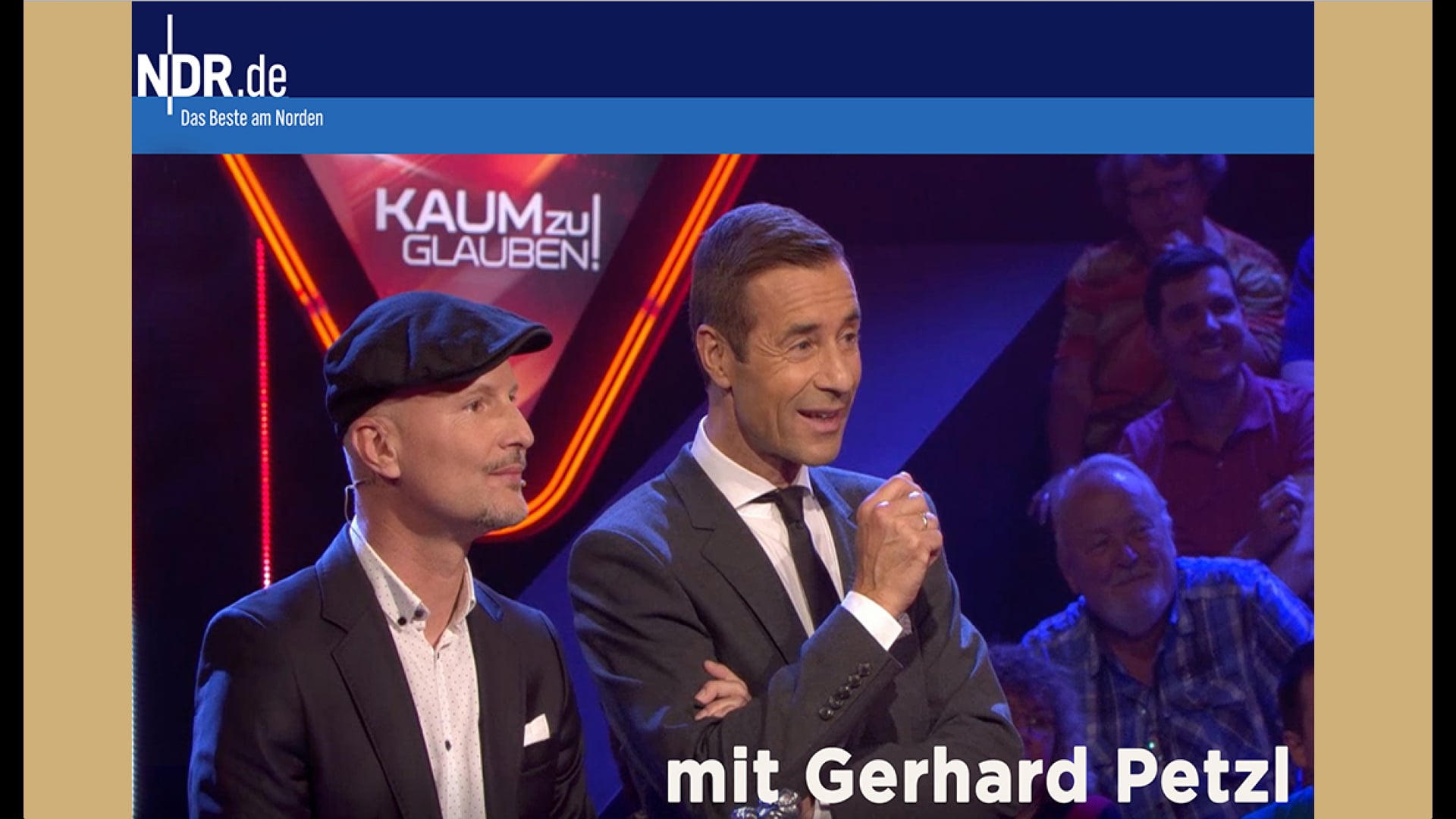 TV-NDR: Gerhard Petzl zu Gast im Studio bei Kai Pflaume
