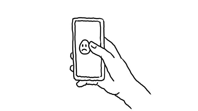 Hand Swiping Smart Phone Emoji Drawing 2D Animation GIF and MP4 HD