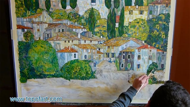 Klimt | Church in Cassone (Landscape with Cypresses) | Painting Reproduction Video | TOPofART