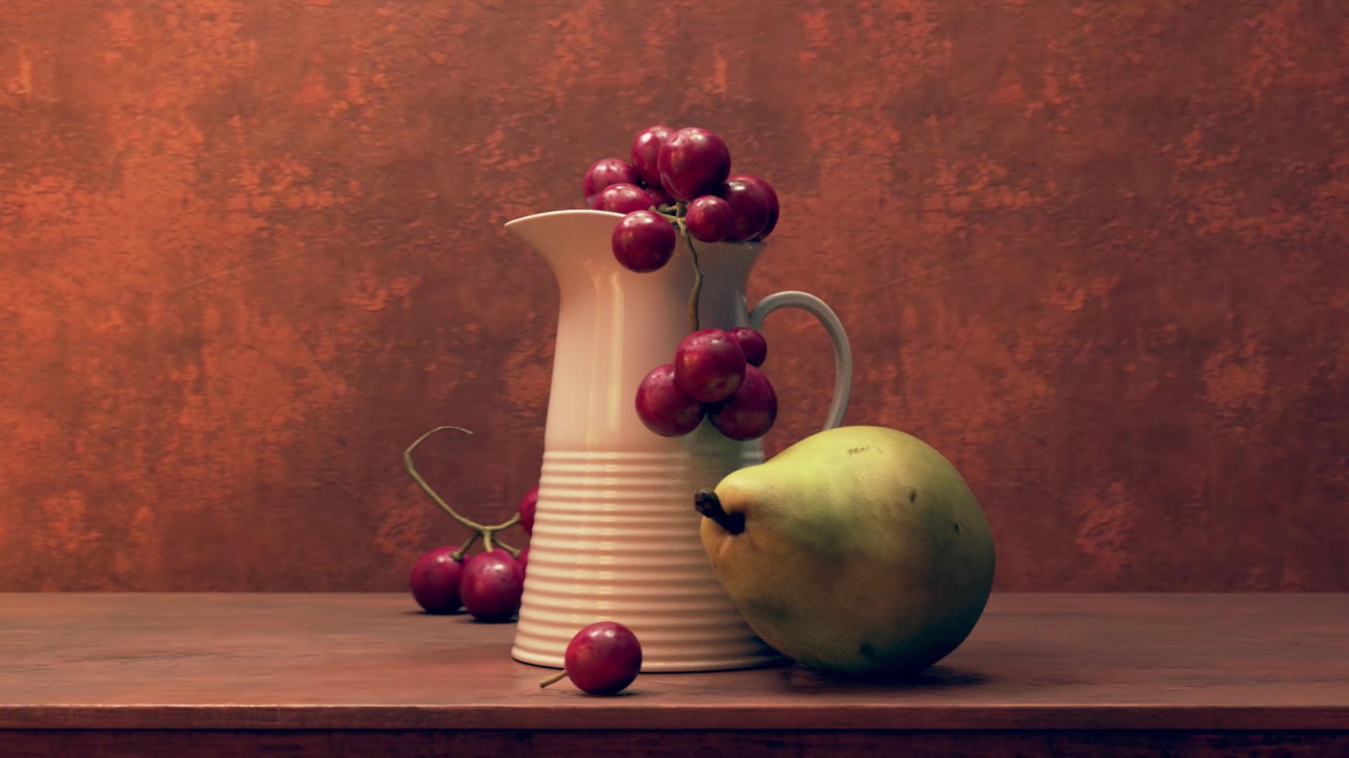Still Life Vol.02 - Pear, Pot and Grapes