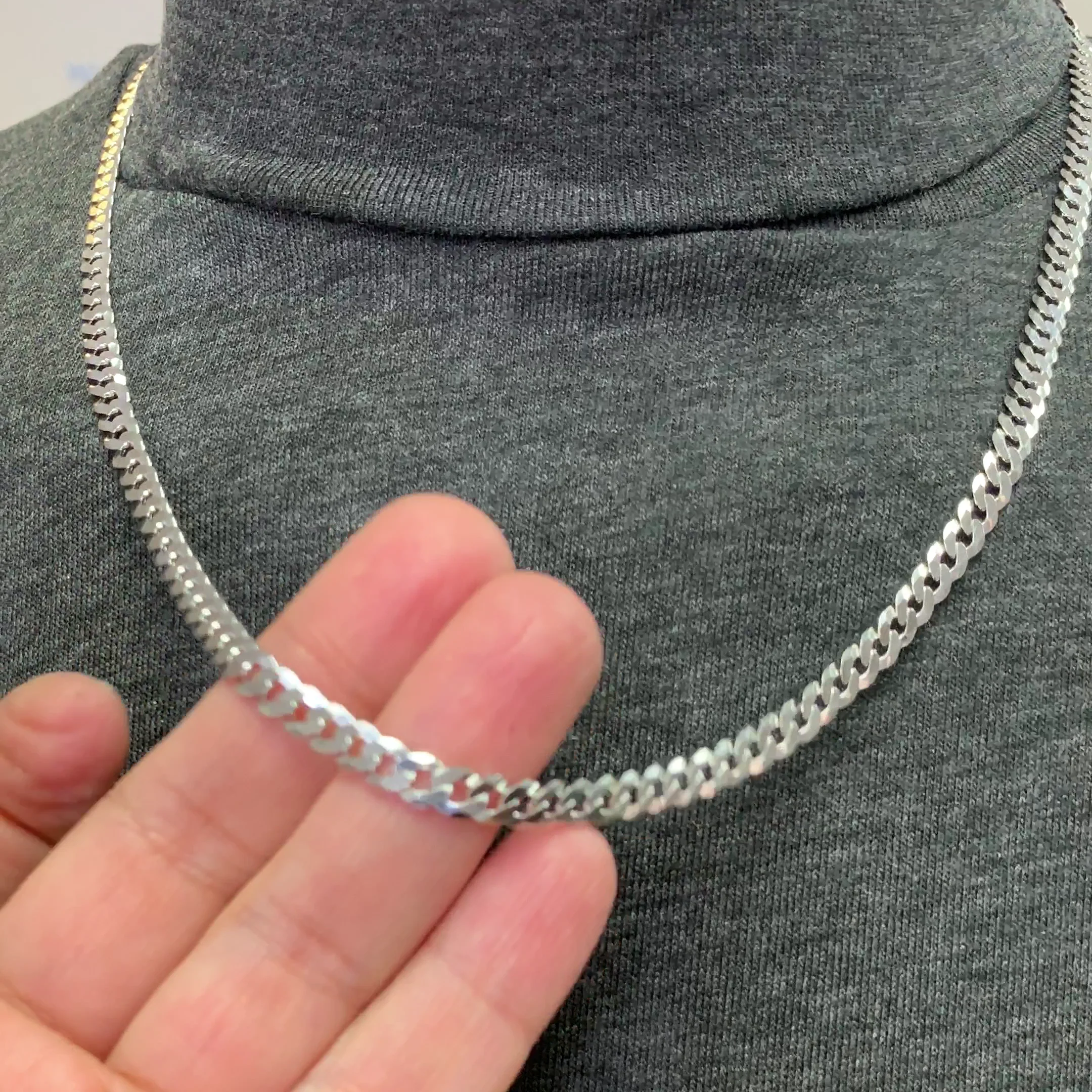【No.53 新品】chain necklace / silver Solid 925 Sterling Silver Necklace Men 5.5mm Twist Rope Link