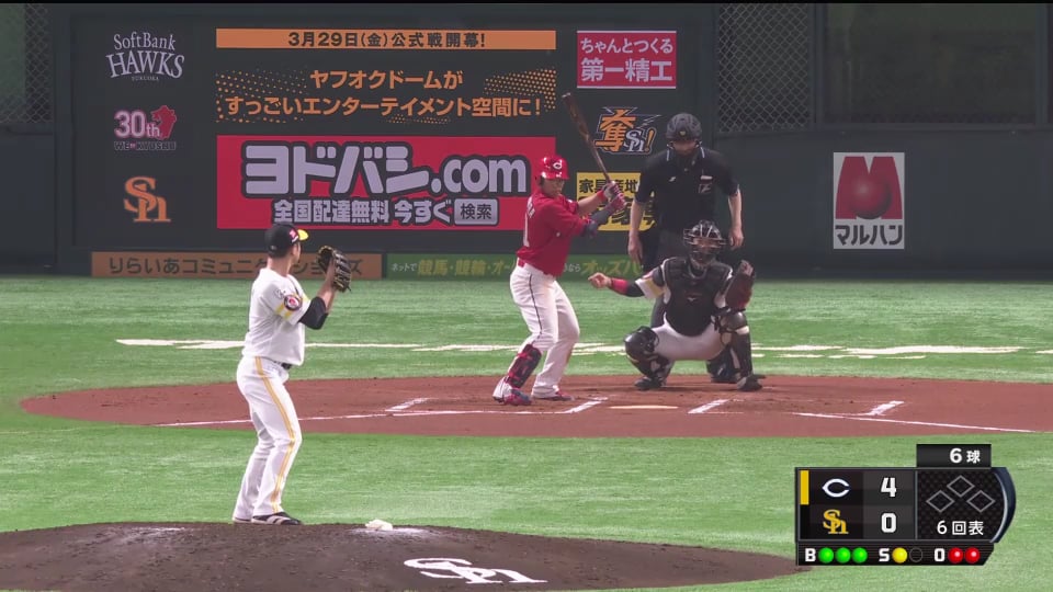 【6回表】ホークス・奥村がわずか7球で3者凡退!! 2019/3/22 H-C