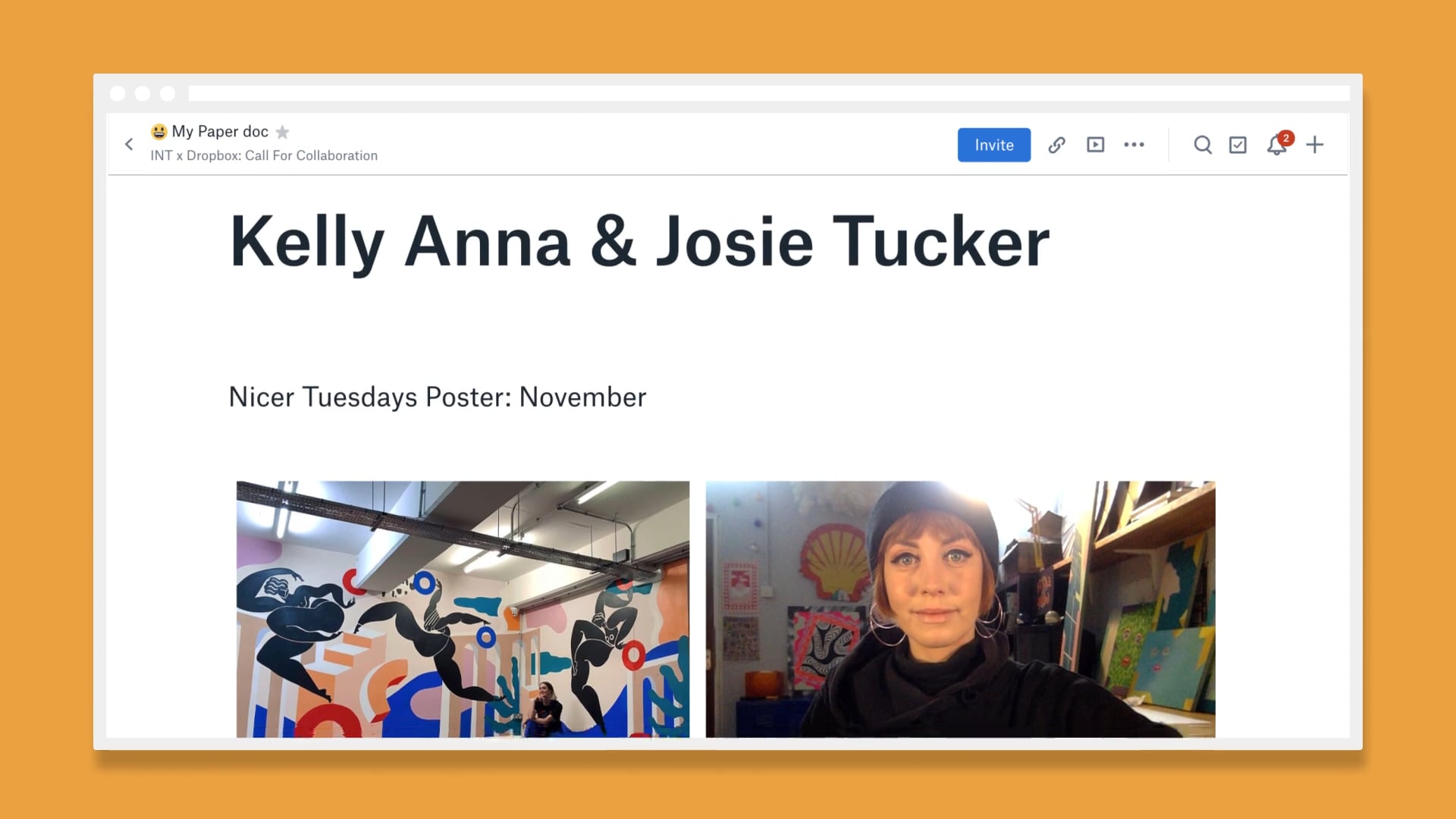 Call for Collaboration: Kelly Anna and Josie Tucker