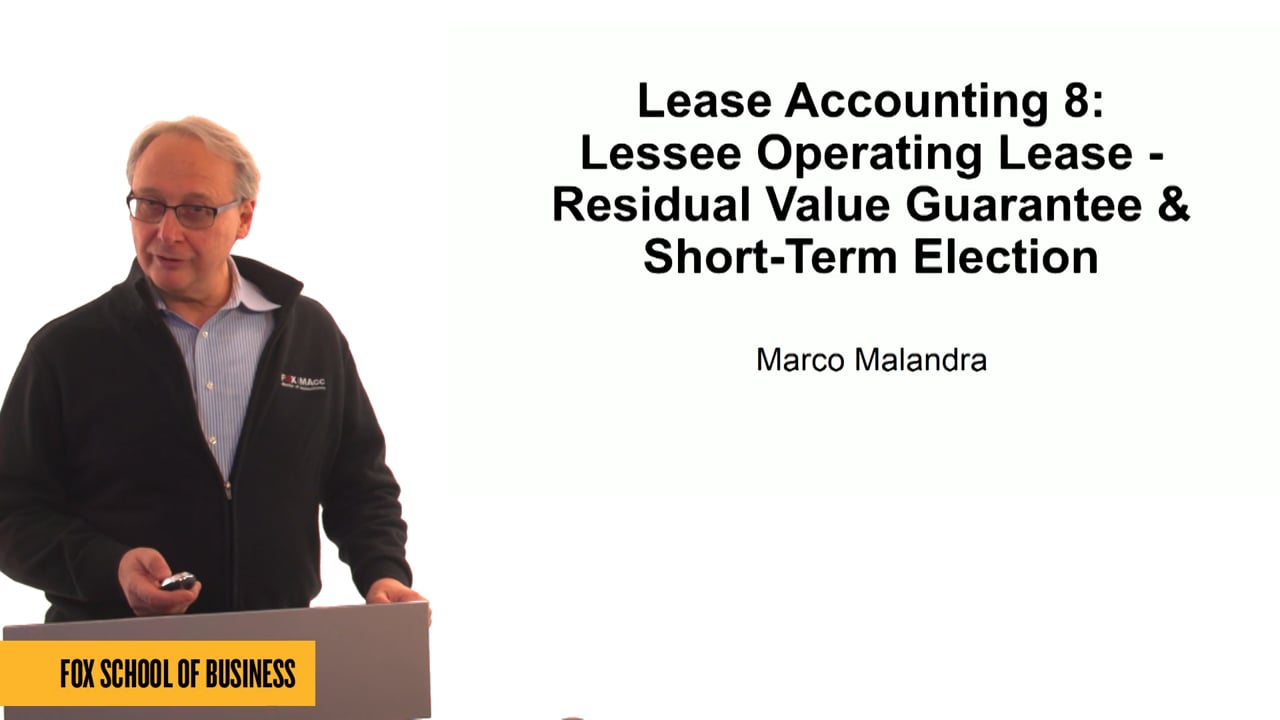 Login to view Lease Accounting 8: Lessee Operating Lease – Residual Value Guarantee & Short-Term Election